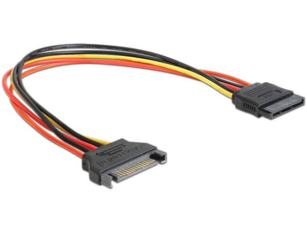 Virtakaapelin esilataaja Delock SATA 15PIN M/F 0,3m
