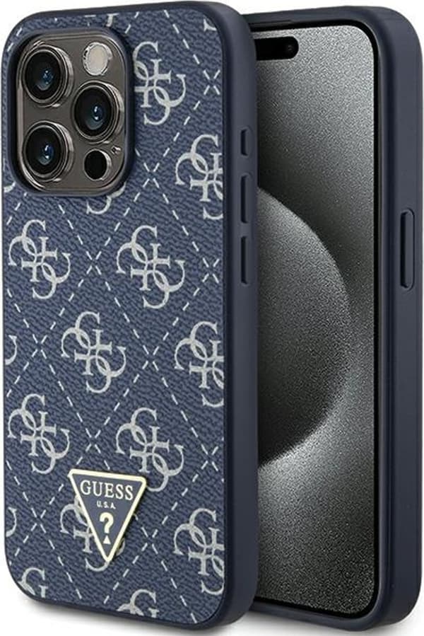 GUESS GUHCP15LPG4GPB IPHONE 15 PRO 6.1 \"BLÅ/BLÅ HARDCASE 4G TRIANGLE METAL LOGO