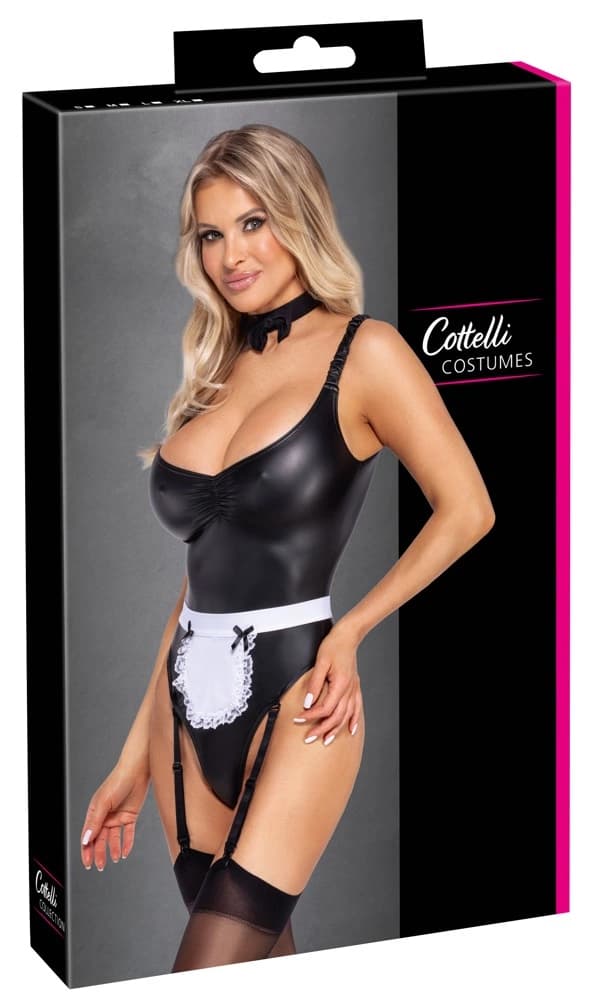 Cottelli Costumes Stuepigesæt S - 3-delt Sort Mat Look Kostume