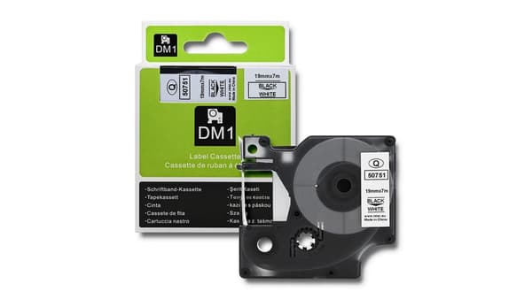 Qoltec Tape til DYMO D1 45803, 45808 | 19mm x 7m | Hvid/Sort print