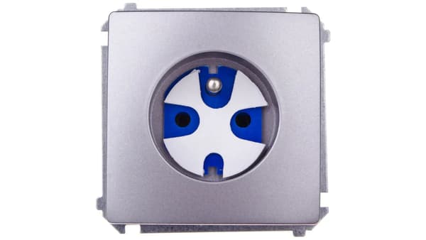 Simon Basic Yksittäinen pistorasia DATA z/u 16A IP20 virtanäppäimellä ruostumaton teräs BMGD1.01/21