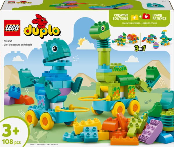 Konstruktör LEGO® Duplo 3i1 Dinosaurier på hjul 10451
