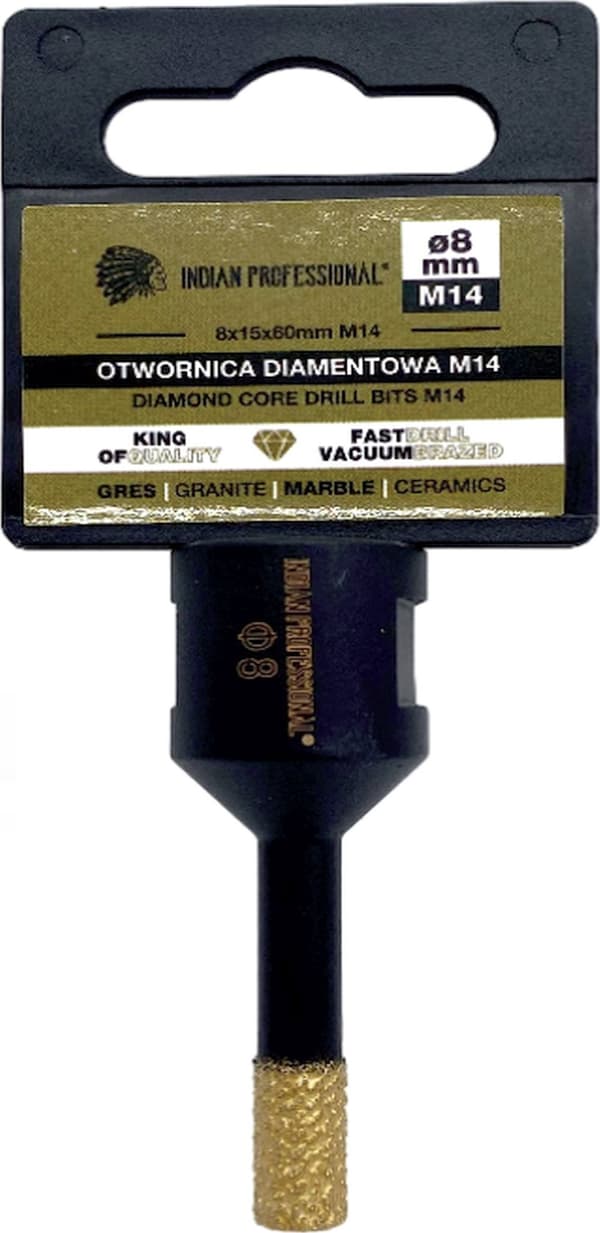 INDIAN PROFESSIONAL DIAMANT BOREKRONE M14 8mm TØRBORING/INDIAN PROFESSIONAL
