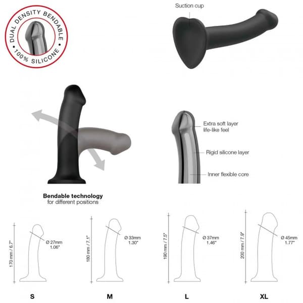 Vibrator - Strap-On-Me Dual Density Bøjelig Vibrator Sort M