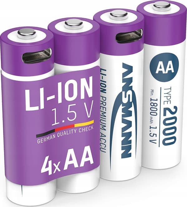1x4 Ansmann Lithium Akku Mignon AA 1800mAh + Kabel 1312-0036