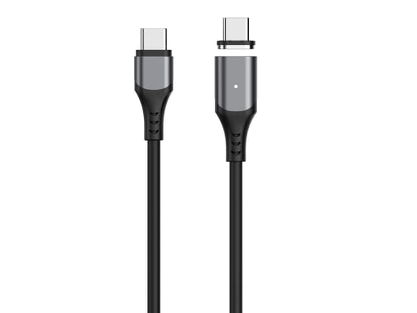 eSTUFF INFINITE (GRS) Magnetisk USB-C - C 2.0 Kabel PD100W 480 Mbps 2,0m Sort. 2 x USB-C Spidser inkluderet