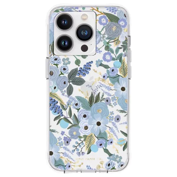 Rifle Paper Clear - iPhone 14 Pro Cover (Garden Party Blue)