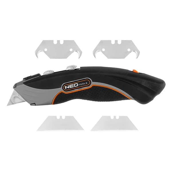 Kniv med trapez- og krogklinge, metalkrop 6 klinger
