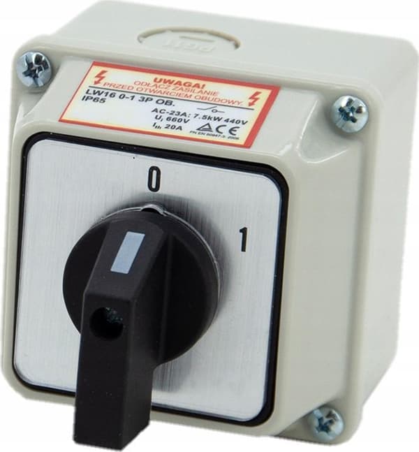 Knaststik 16A 0-1 3F i hus IP65 LW16 0-1 3P OB
