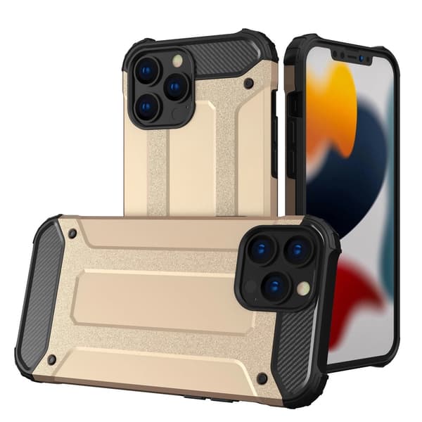 Hybrid Armor robust TPU/PC pansar mobilskal hårt fodral för iPhone 13 Pro Max guld