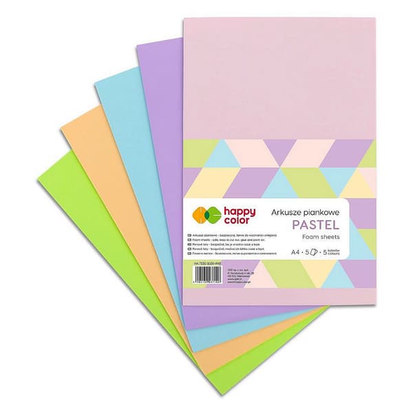 Skumplader A4 5 farver Pastel HAPPY COLOR