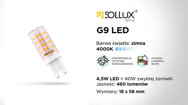 LED-lamppu G9 4000K 4.5W 460lm