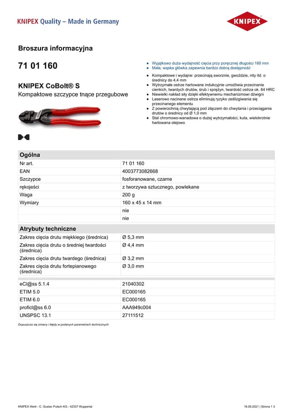 Pihdit Knipex CoBolt S