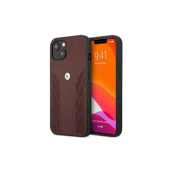 Etui BMW BMHCP13MRSPPR iPhone 13 6,1\" rød/red hardcase Leather Curve Perforate