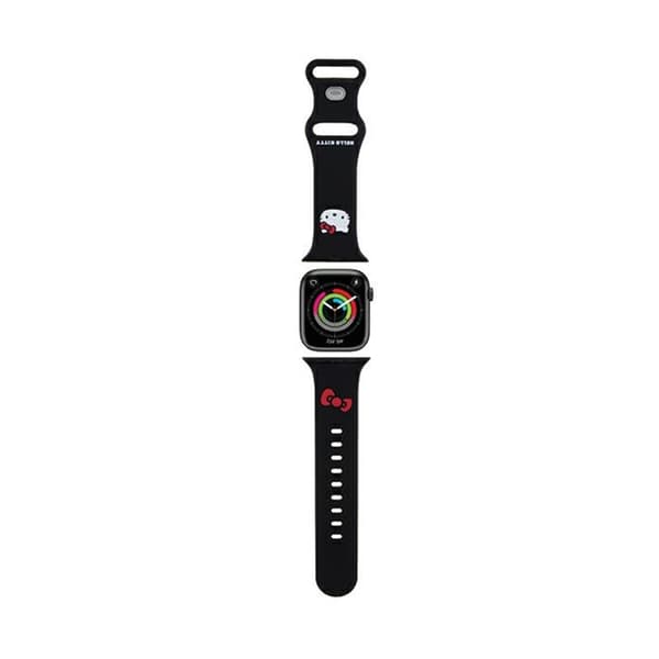 HELLO KITTY STRIPE HKAWMSCHBLK APPLE WATCH 38/40 / 41MM SORT / SORT REM SILIKONE KITTY HOVED