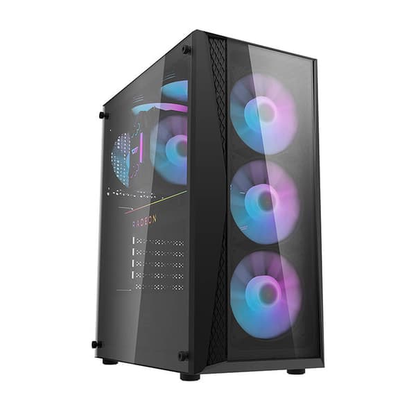 Tietokonekotelo Darkflash DK352 Plus 4 tuulettimella (musta)