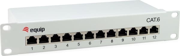 Equip 12-ports Cat.6 skärmad patchpanel, ljusgrå