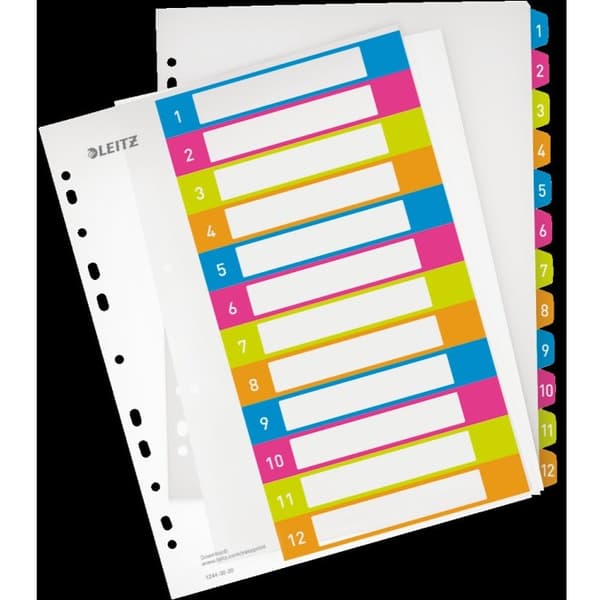 Leitz Kansiotelineet A4 WOW, tulostettavat 1-12 (10K395D)