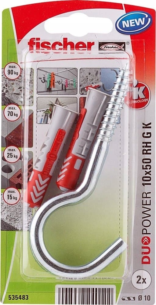 FISCHER KOLEK DUOPOWER 10x50 MED BØJLEKROG /2stk