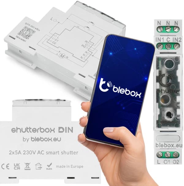 BleBox ShutterBox DIN Rulljalusidrivrutin 230V Wi-Fi SMARTHOME