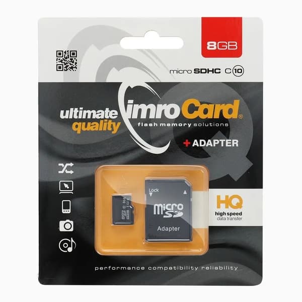IMRO microSD 8GB CLASS 10 UHS I 100MB/s -muistikortti SD-adapterilla