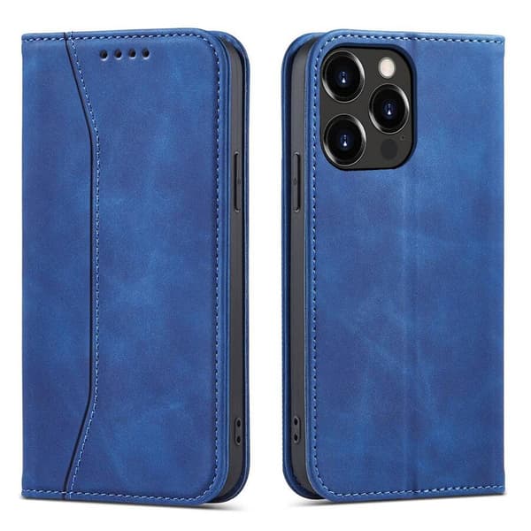 Magnet Fancy Case Cover til iPhone 14 Flip Cover Pung Stand blå