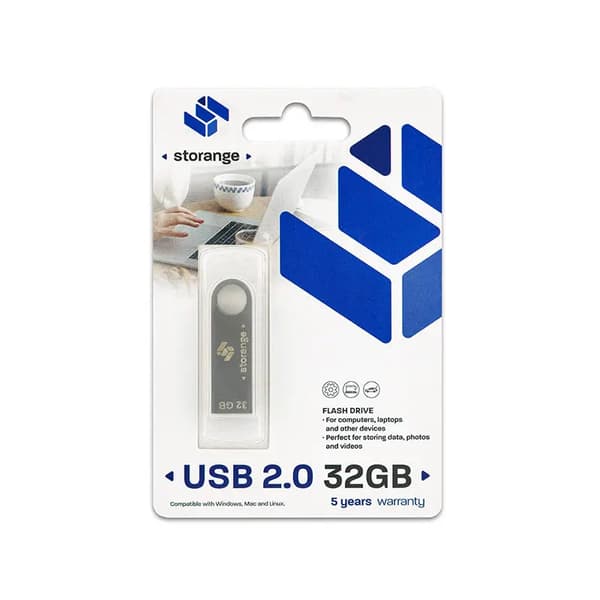 Lagerhukommelse 32 GB | Slank | USB 2.0 | sølv