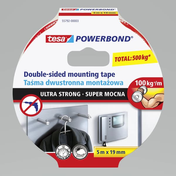 tesa monteringstape Powerbond 5m/19mm
