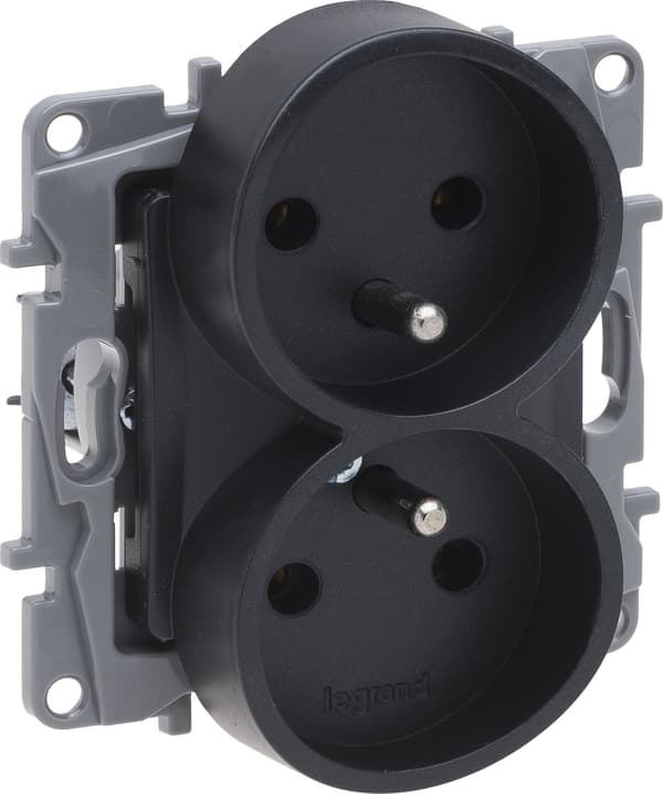 Legrand Niloe Selection Stikkontakt 2 x 2p+j til flere rammer (uden skrue, skrueterminaler) antracit 762235