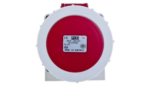Teräspistorasia 32A 4P 400V punainen IP67 /ei/ 1242-6