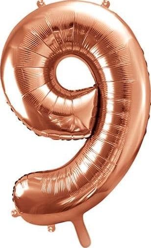 Party Deco Folieballong Nummer \"9\", 86cm, rosa guld universal