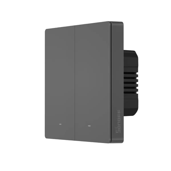 Sonoff smart 2-kanals Wi-Fi vægkontakt sort (M5-2C-86)
