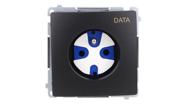 Simon Basic DATA stikdåse med jord og strømnøgle (modul) 16A, 250V, skrueterminaler sort BMGD1.01/49