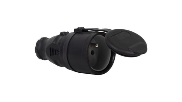 Gummistikdåse med klap NOVA 16A 230V sort F6.0368