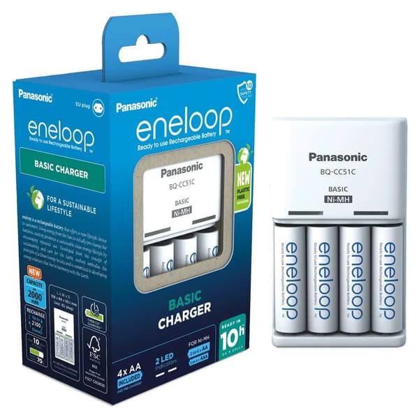 Panasonic Eneloop peruslaturi BQ-CC51 sis. 4xAA K-KJ51MCD40E