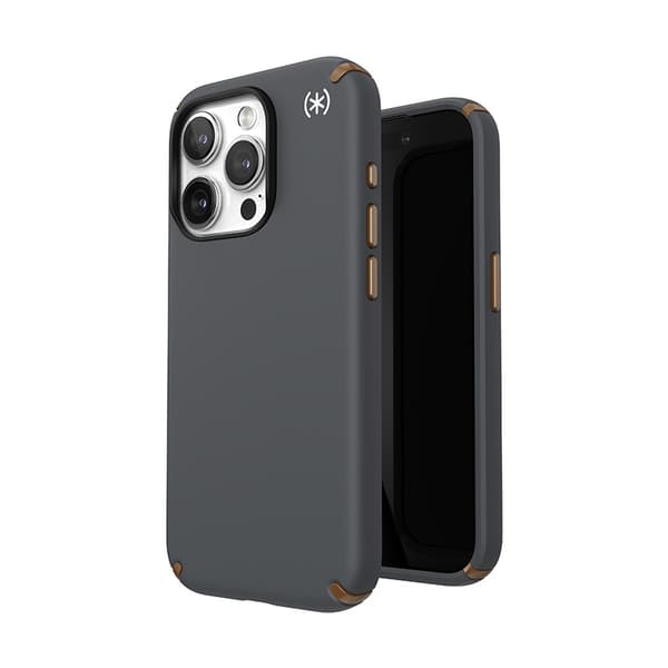 Speck Presidio2 Pro Magsafe - iPhone 15 Pro Fodral (Kolgrå/Kall Brons/Vit)