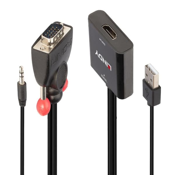 VGA- ja audiosignaalin HDMI-muunnin LINDY musta