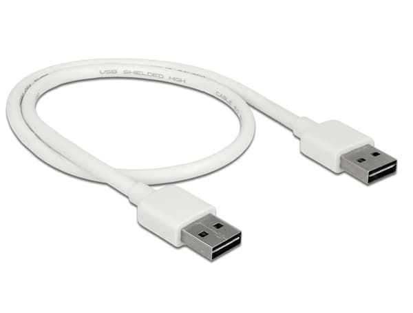 Kabel USB Delock USB-A - USB-A 0,5 m Hvid (85192)