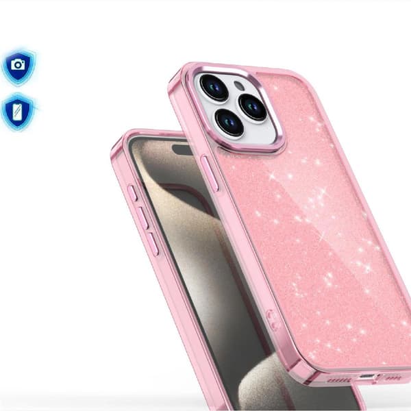 Glitterfodral för iPhone 16 Pro Max – Rosa med glitter