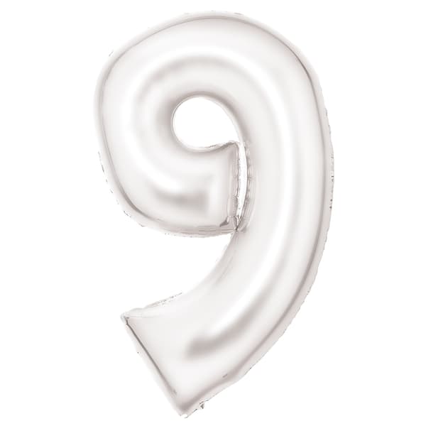Folieballon tal 9 satin hvid 86cm 9917301
