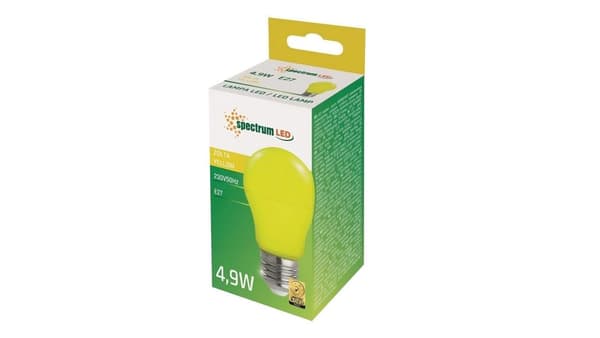 LED pære E27 230V 4.9W GLS gul