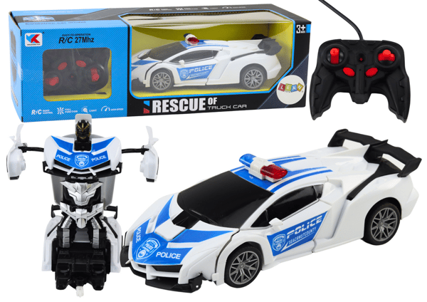 R/C Polisbil 2i1 Bil Robot Ljud Ljus