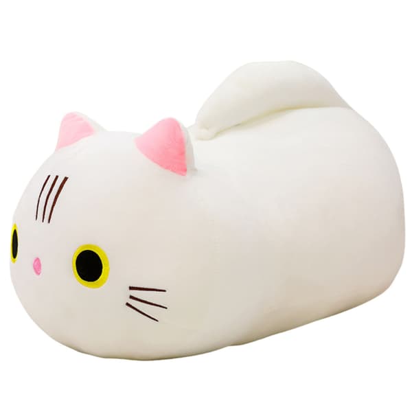 Pehmolelu maskotti pehmo kissa pitkällä hännällä valkoinen 40cm