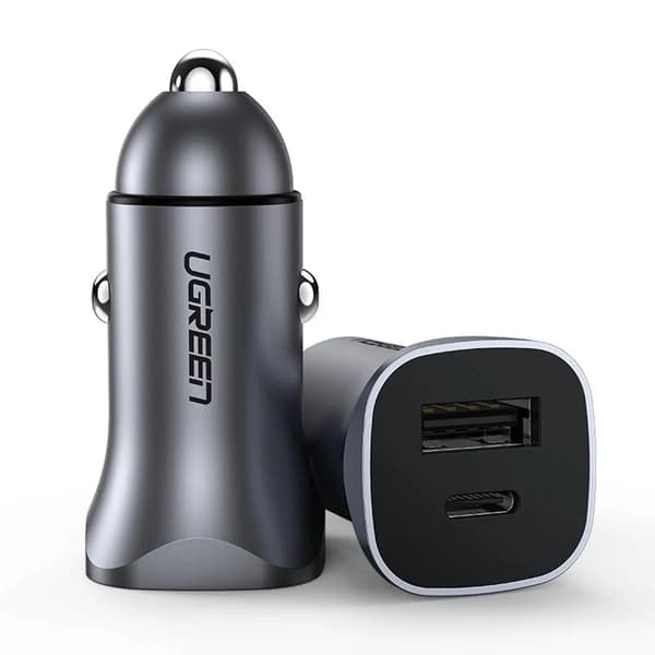 Ugreen CD130 USB-A / USB-C 30W biloplader - Grå