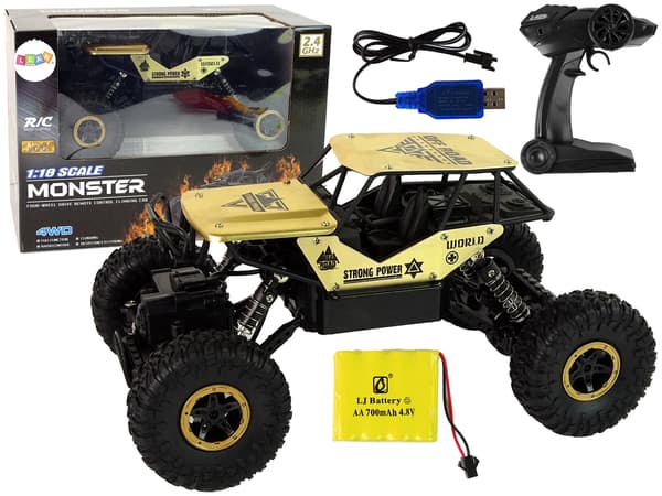R/C maastoauto korkeilla pyörillä 1:18