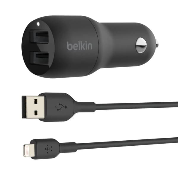 Belkin USB-A Biloplader 24W 1m Lightning-kabel CCD001bt1MBK