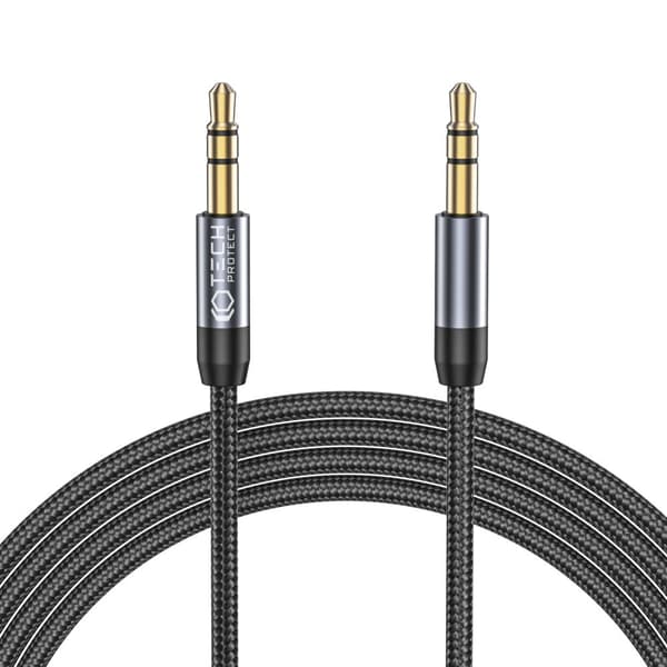 TECH-PROTECT ULTRABOOST AUX MINI JACK 3.5MM KABEL 150CM SORT