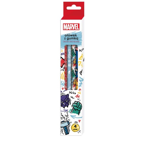 Blyertspenna med suddgummi Avengers 4-pack