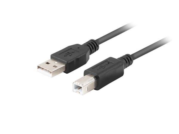 Lanberg USB-A USB-kabel - USB-B 1 m Sort (CA-USBA-15CU-0010-BK)