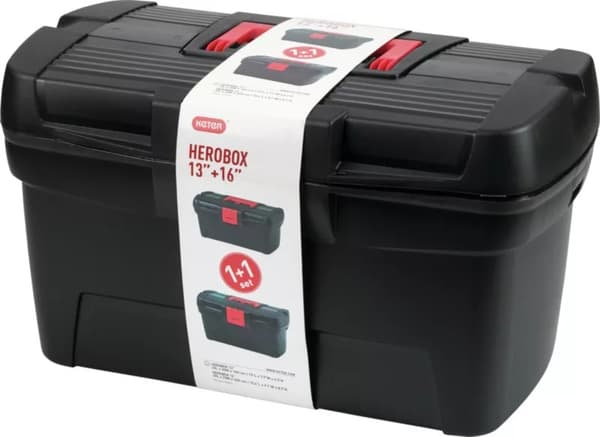 CURVER LAATIKKOSARJA HEROBOX BASIC 13\" + 16\" /MUSTA/ PUNAINEN